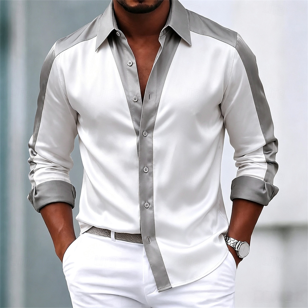 Men's shirt satin shirt dress  - Mens Satin Silk Dress Shirt 评论和价格