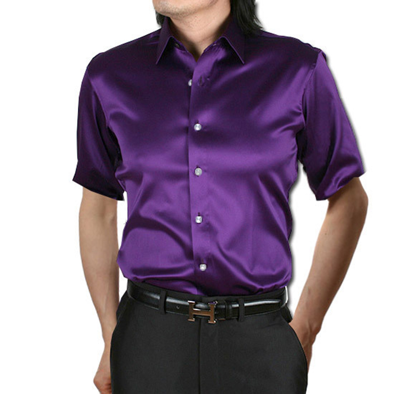 Silk Satin Mens Dress Shirt Sh - Mens Satin Silk Dress Shirt 评论和价格