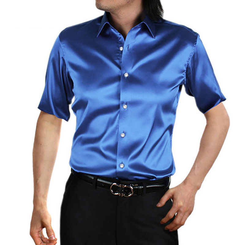 Silk Satin Mens Dress Shirt Sh - Mens Satin Silk Dress Shirt 评论和价格