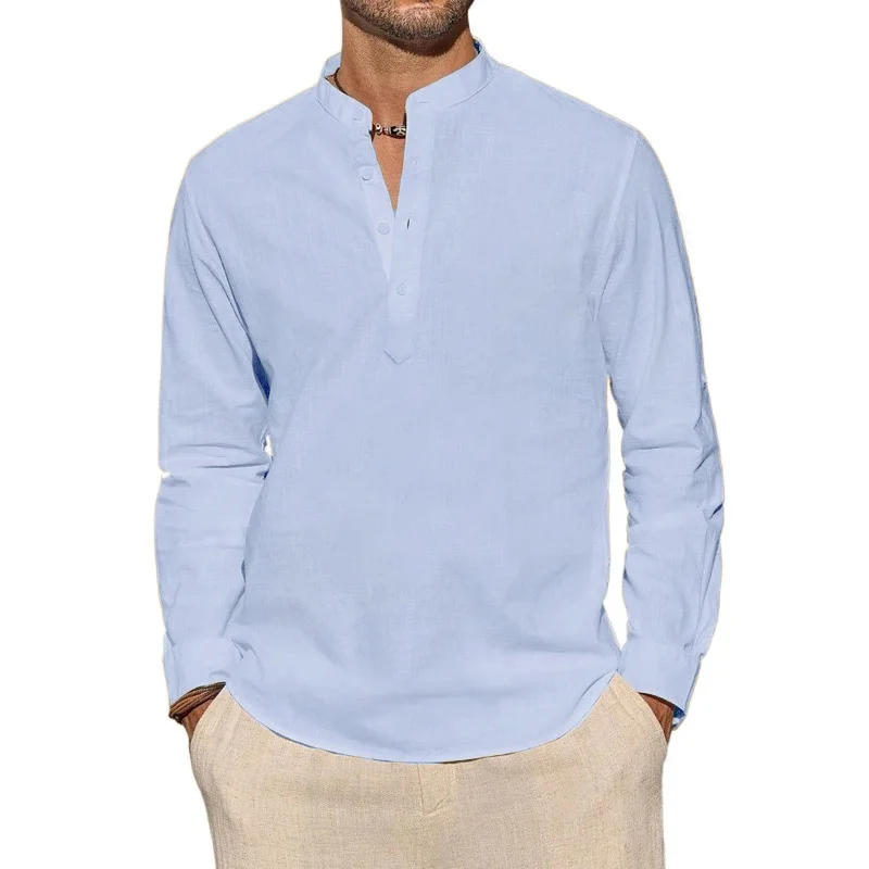 Men's Long Sleeve T-Shirts Cas - Mens Linen Shirt Long Sleeve 评论和价格