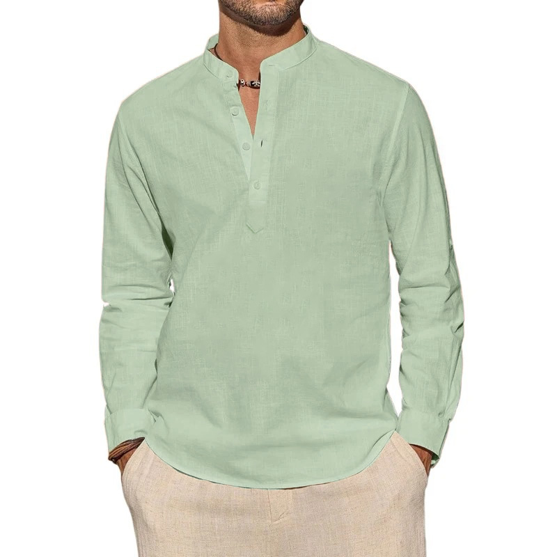 Men's Long Sleeve T-Shirts Cas - Mens Linen Shirt Long Sleeve 评论和价格