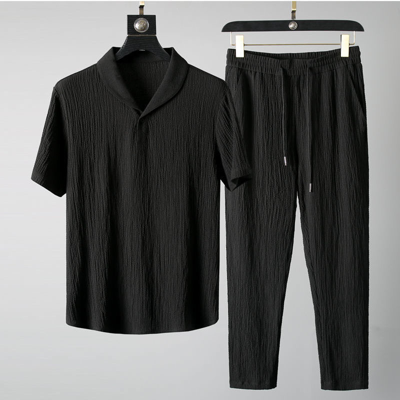 Summer Ultra-thin Two-piece Ic - Mens Linen Shirt Long Sleeve 评论和价格