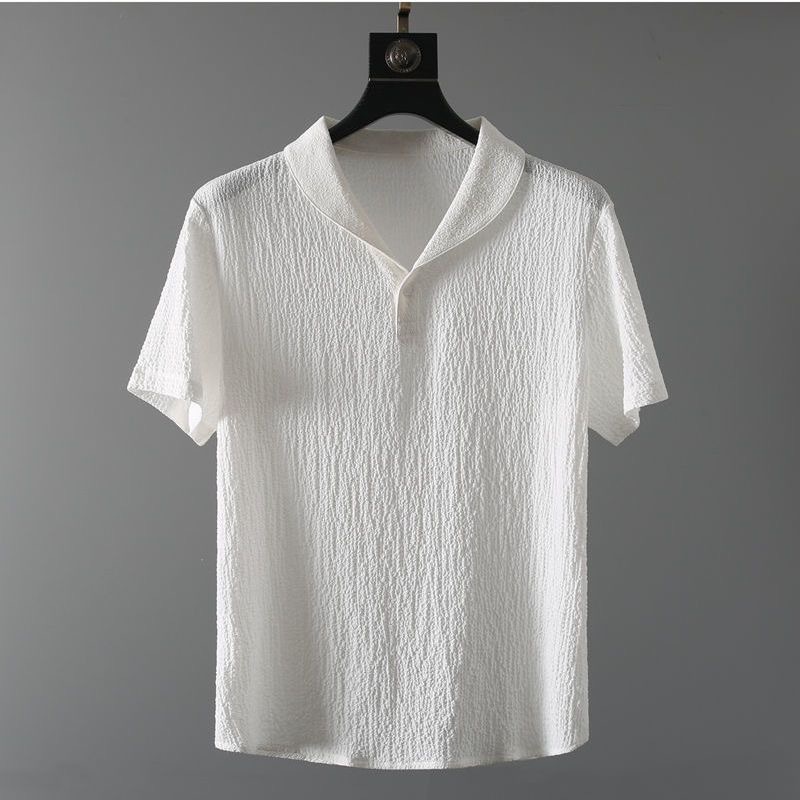 Summer Ultra-thin Two-piece Ic - Mens Linen Shirt Long Sleeve 评论和价格