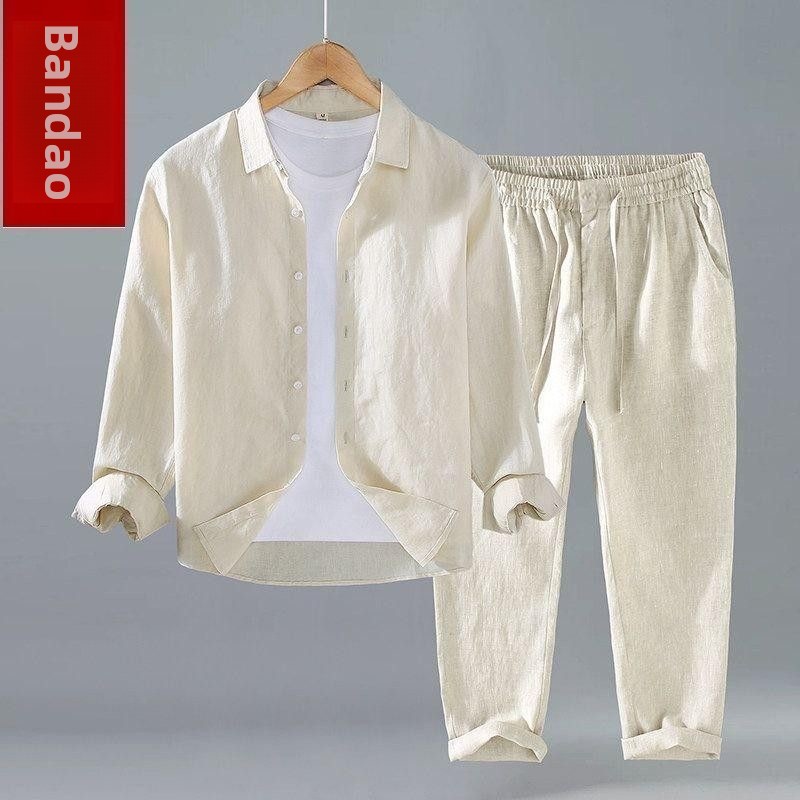 Loose Linen Men's Casual Short - Mens Linen Shirt Long Sleeve 评论和价格