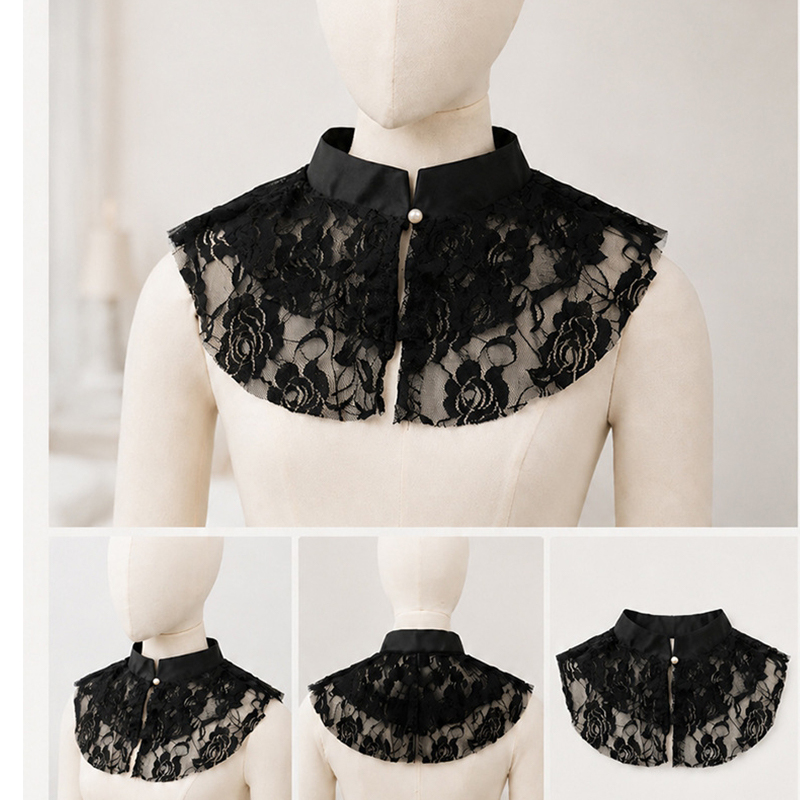 Elegant Lace Floral False Coll - Shirts 评论和价格