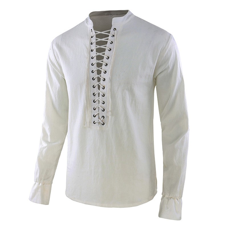 Men's Renaissance Shirt Pirate - Mens Linen Shirt Long Sleeve 评论和价格