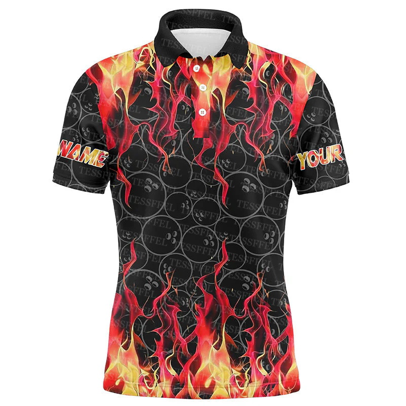 Custom Name Graffiti Flame Gra - Short Sleeve Bowling Shirt Retro 评论和价格