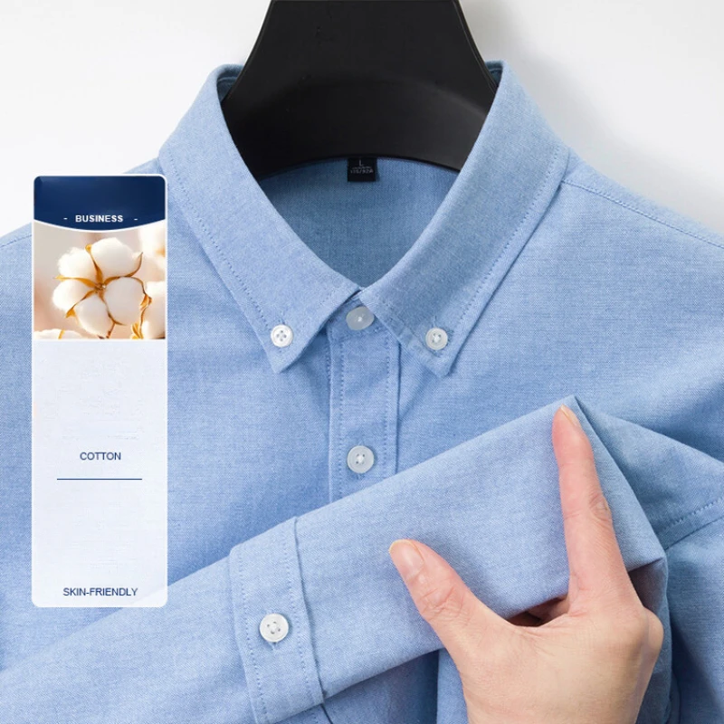 New Men's Oxford Shirt 76% Cot - Oxford Cotton Casual Shirt Business 评论和价格
